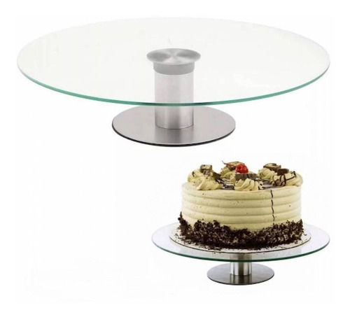 Plato De Vidrio Giratorio Con Base Pie 30cm Torta Base Giratoria Reposteria  Bandeja Decoracion Elegante Candy Bar Mesa